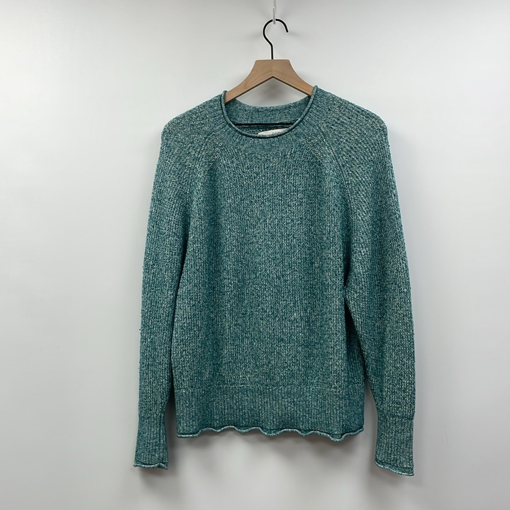 Ann Taylor LOFT Chunky Knit Crewneck Long Sleeve Pullover Sweater Teal Large